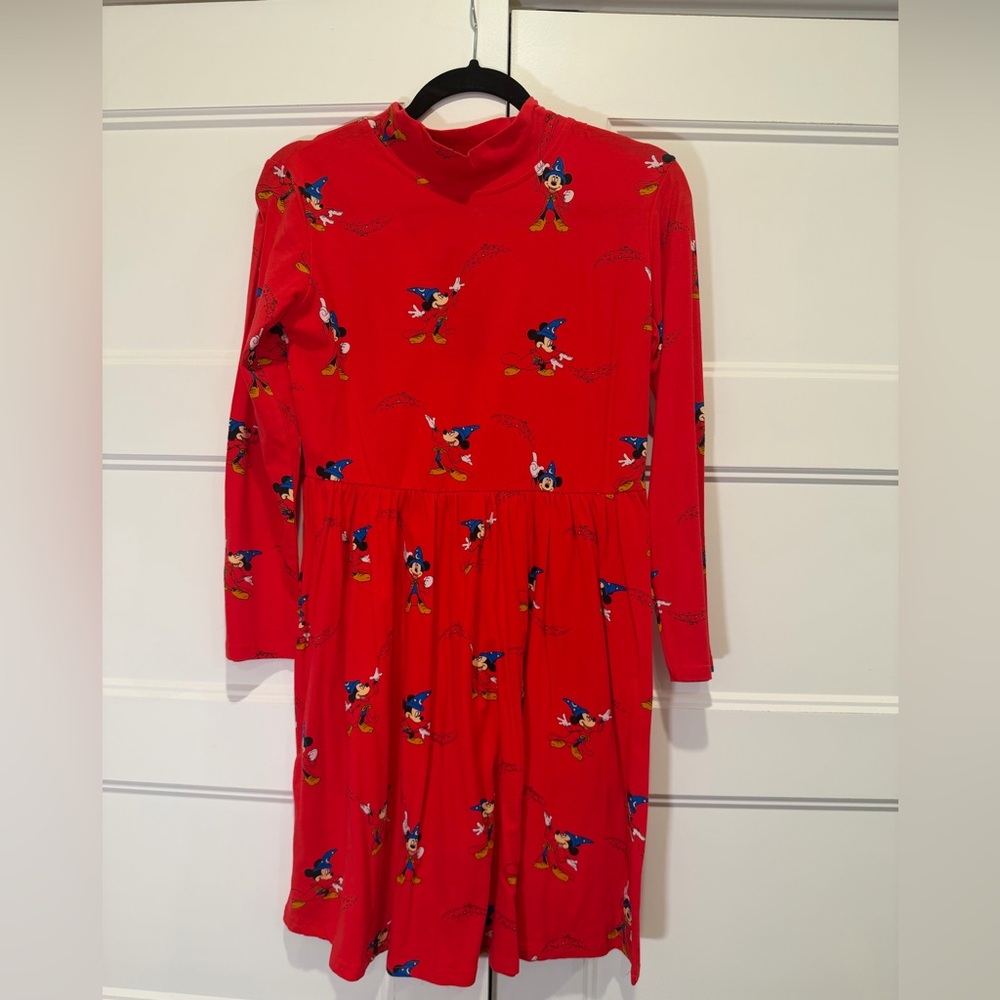 Red Long Sleeve Dress Disney Fantasia Mickey